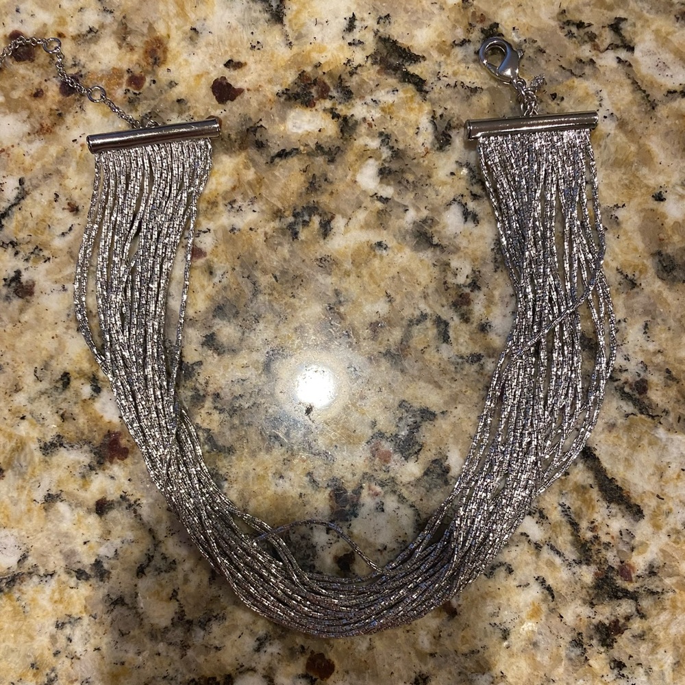 Express silver multi strand necklace